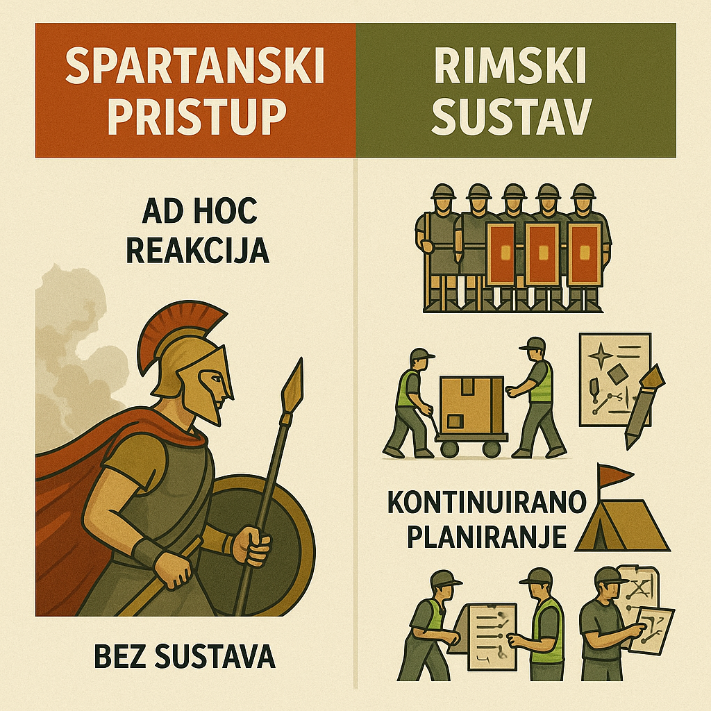 Pojedinačni heroji bez sustava nasuprot rimskom sustavu s kontinuiranim planiranjem