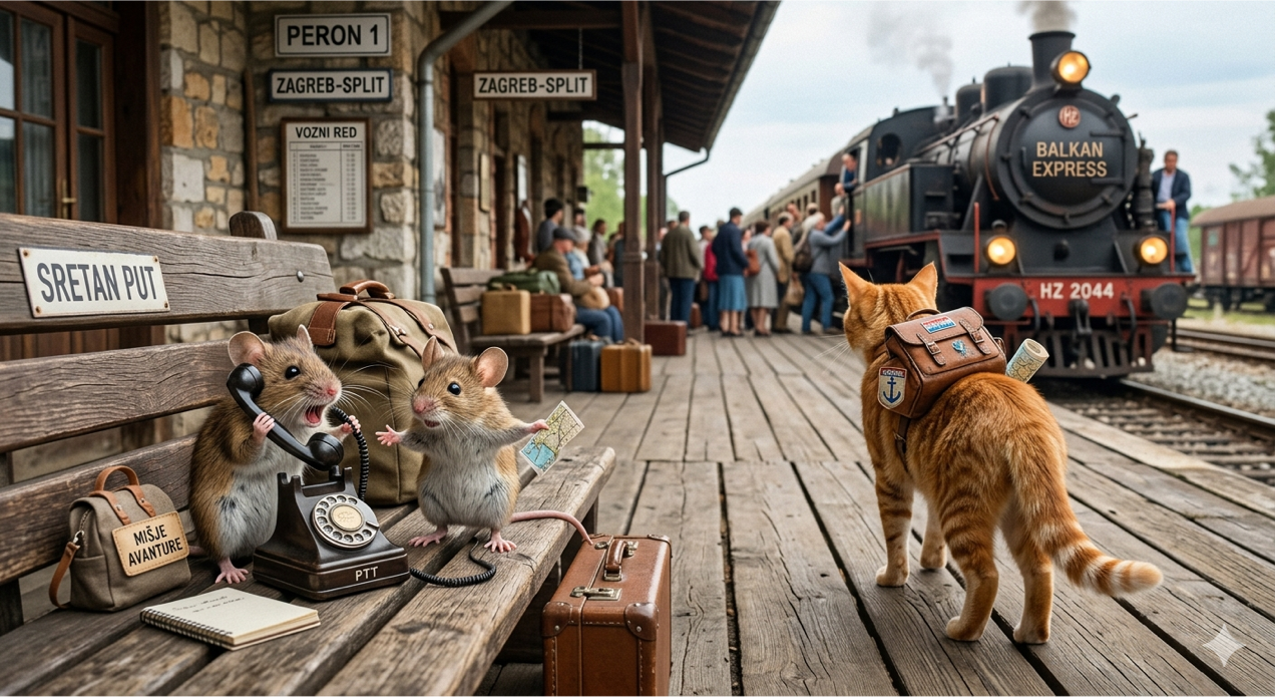 Mačka u Vintage Vlaku